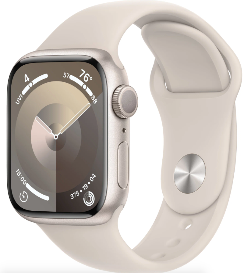 Умные часы Apple Watch Series 9 45mm Starlight Aluminium with Starlight Sport Band в Челябинске купить по недорогим ценам с доставкой