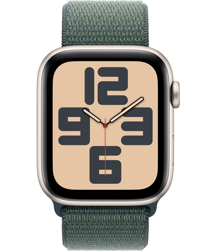 Умные часы Apple Watch SE (2024) 40mm Starlight Aluminium Case with Green Sport Loop (EU) в Челябинске купить по недорогим ценам с доставкой