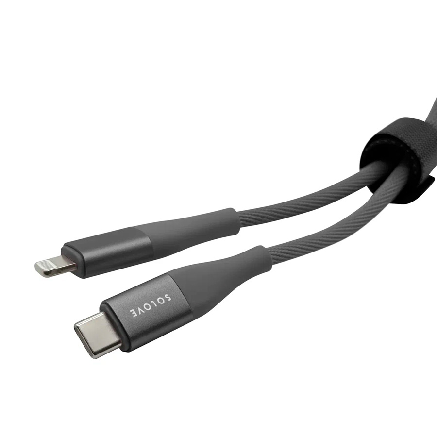 Кабель SOLOVE DW5 Type-C/Lightning, 1м, 20W, серый в Челябинске купить по недорогим ценам с доставкой