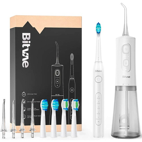 Электрическая зубная щетка Bitvae D2 Daily Toothbrush + Ирригатор Bitvae C2, белая в Челябинске купить по недорогим ценам с доставкой