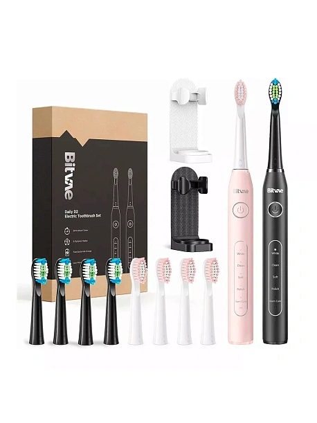 Электрические зубные щетки Bitvae D2 Daily Toothbrush, черная+розовая в Челябинске купить по недорогим ценам с доставкой