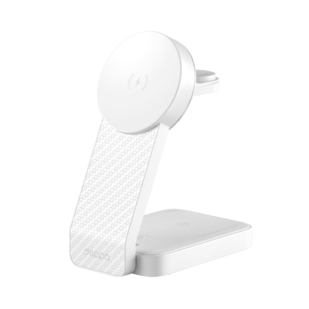 Беспроводная зарядная станция DEPPA 3 в 1 MagSafe 22W Carbon Station, белый (23157) в Челябинске купить по недорогим ценам с доставкой