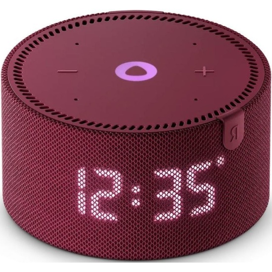 Умная колонка Яндекс Новая Станция Мини (с часами) с Алисой (Красный)