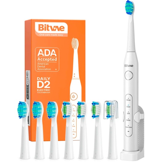 Электрическая зубная щетка Bitvae D2 Daily Toothbrush+Case+8 Heads, белая в Челябинске купить по недорогим ценам с доставкой