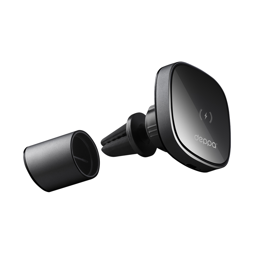 Автомобильный держатель c БЗУ Deppa MageSafe 15W QI Belka, черный (QIWCPQC7) в Челябинске купить по недорогим ценам с доставкой