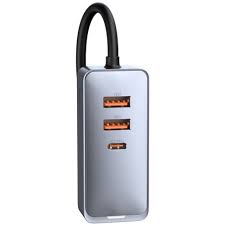 АЗУ Baseus Share Together PPS multi-port Fast charging car charger with extension cord 120W 2U+2C в Челябинске купить по недорогим ценам с доставкой