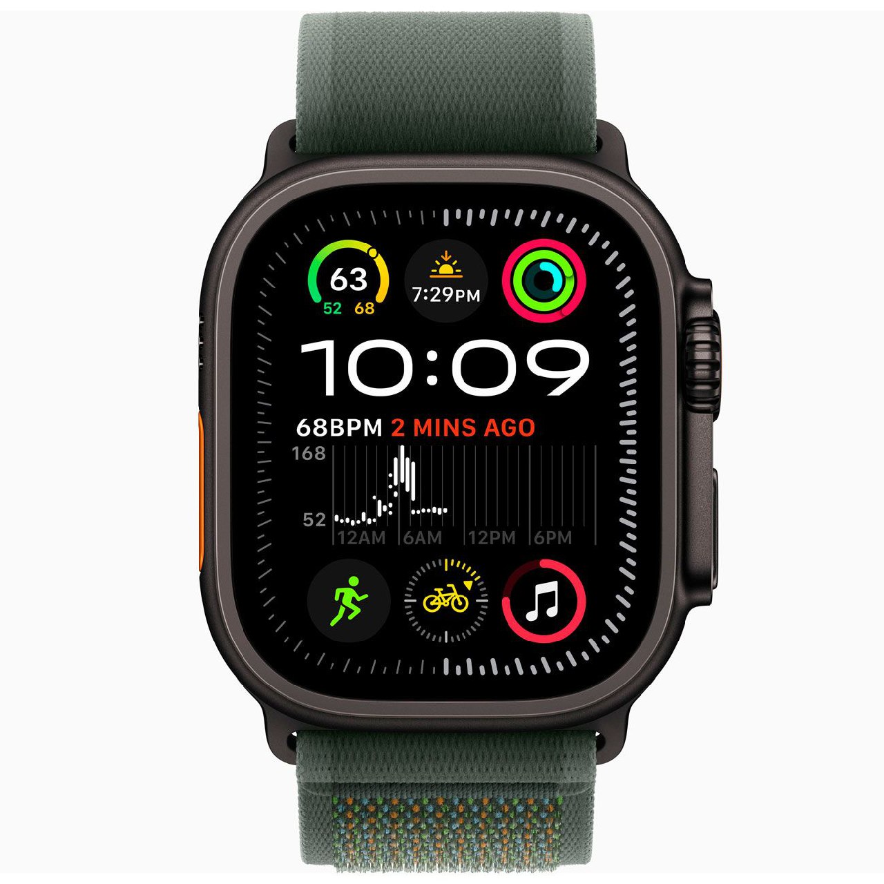 Умные часы Apple Watch Ultra 2 GPS+Cellular 49mm Black Titanium Case with Green Trail Loop (EU) в Челябинске купить по недорогим ценам с доставкой