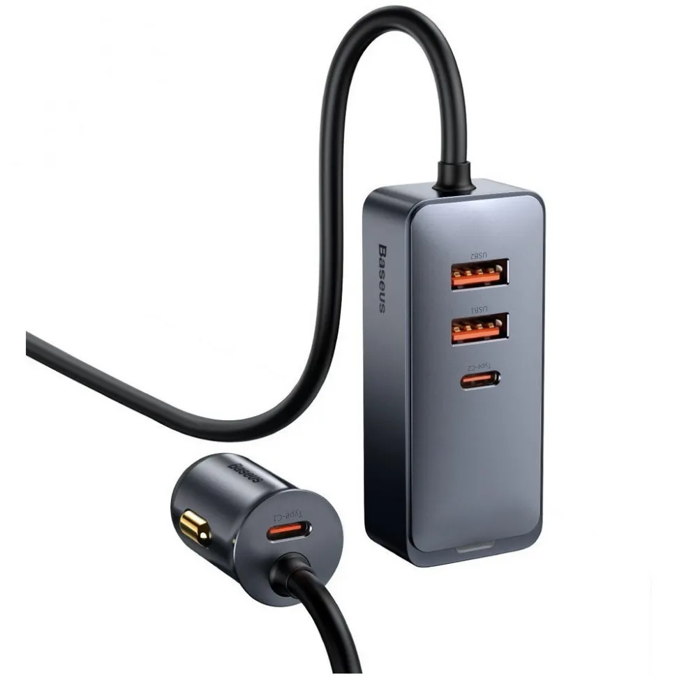 АЗУ Baseus Share Together PPS multi-port Fast charging car charger with extension cord 120W 2U+2C в Челябинске купить по недорогим ценам с доставкой