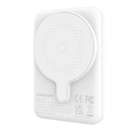 Внешний аккумулятор Nillkin Magnetic Battery Pack 5000mAh, 15W с MagSafe, белый (NKT21) в Челябинске купить по недорогим ценам с доставкой
