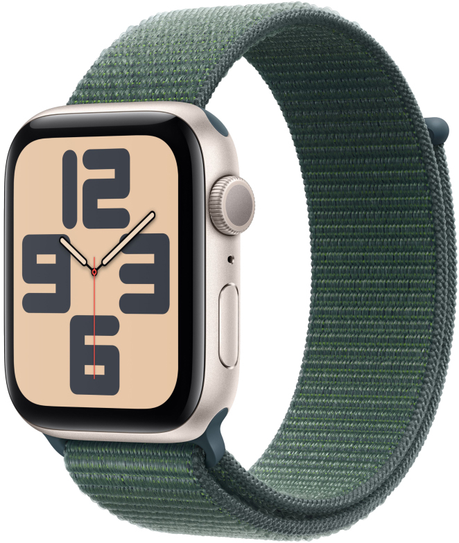 Умные часы Apple Watch SE (2024) 40mm Starlight Aluminium Case with Green Sport Loop (EU) в Челябинске купить по недорогим ценам с доставкой