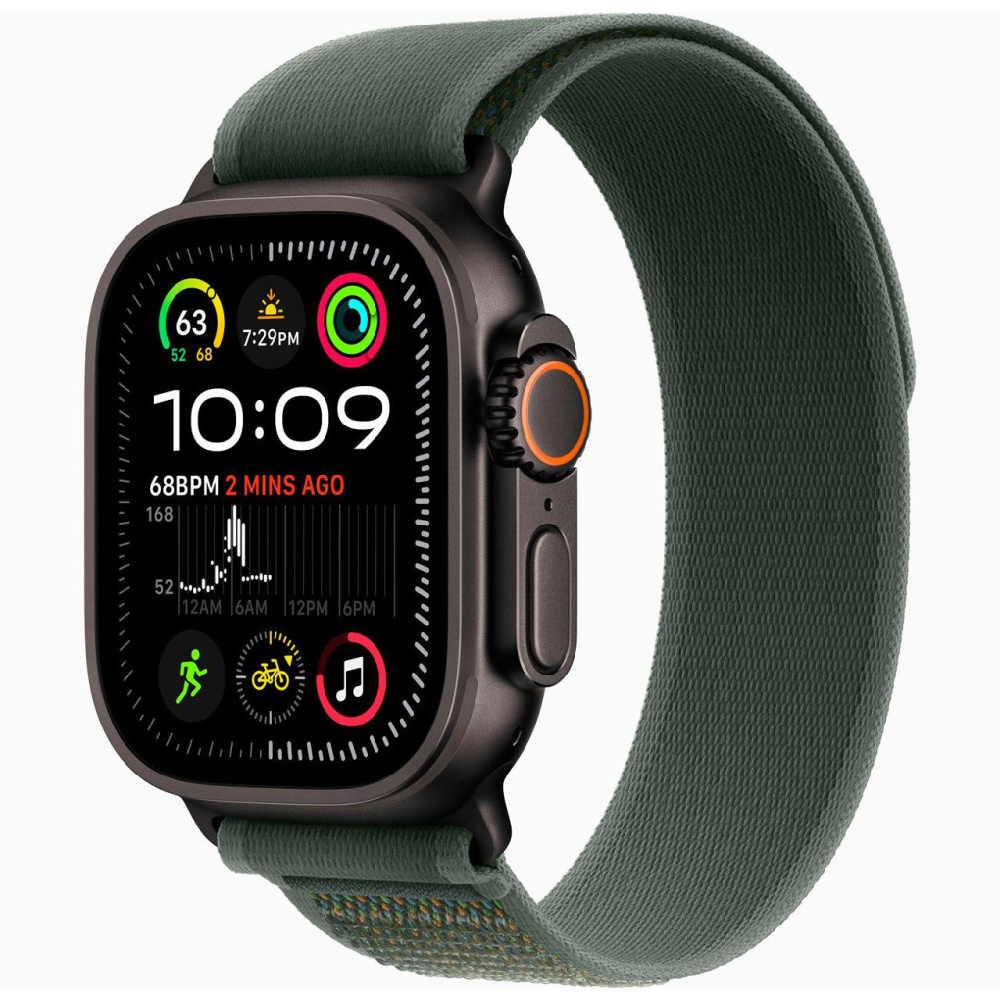 Умные часы Apple Watch Ultra 2 GPS+Cellular 49mm Black Titanium Case with Green Trail Loop (EU) в Челябинске купить по недорогим ценам с доставкой