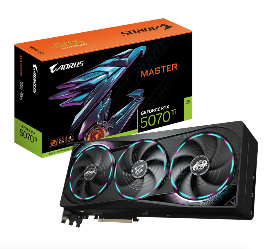 Видеокарта Gigabyte GeForce RTX 5070 Ti,AORUS Master 16Gb (GV-N507TAORUS M-16GD) 1xHDMI, 3xDP, Ret в Челябинске купить по недорогим ценам с доставкой