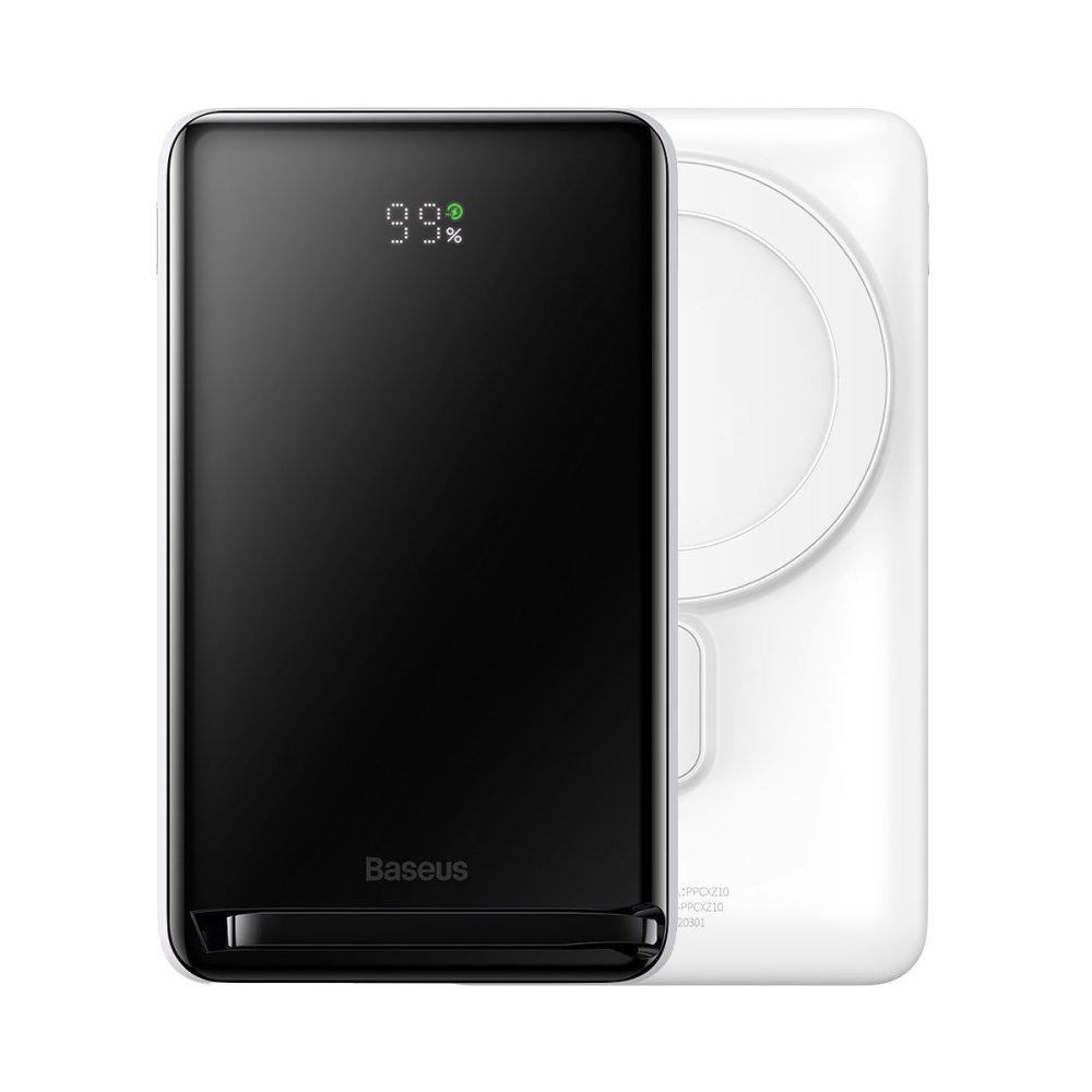 Внешний аккумулятор Baseus Magnetic Bracket Wireless Fast Charge 20W, 10000mAh, белый (PPCX000202) в Челябинске купить по недорогим ценам с доставкой