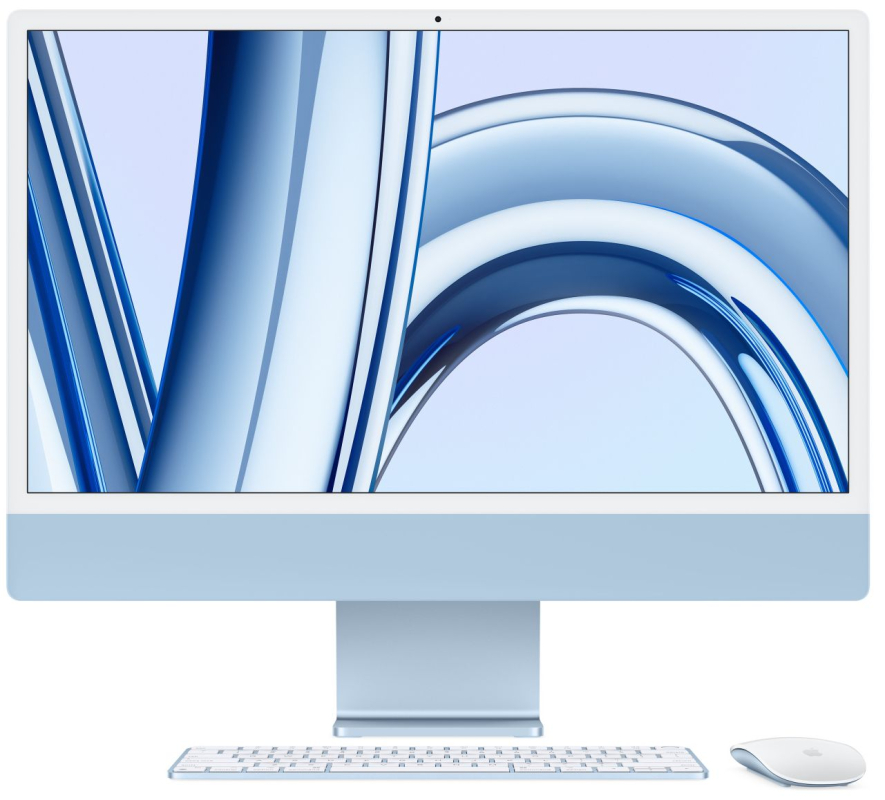 Apple iMac 24" Retina 4,5K, (M3 8C CPU, 8C GPU), 8 ГБ, 256 ГБ SSD, синий в Челябинске купить по недорогим ценам с доставкой