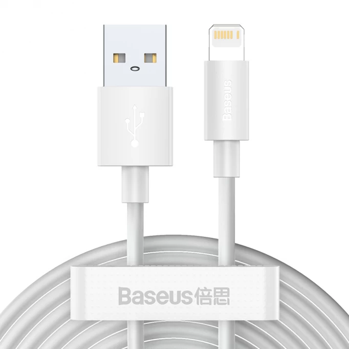 Кабель Baseus Simple Wisdom Data Cable Kit USB to Lightning 2.4A (TZCALZJ-02) - 2 шт. L=1.5m в Челябинске купить по недорогим ценам с доставкой