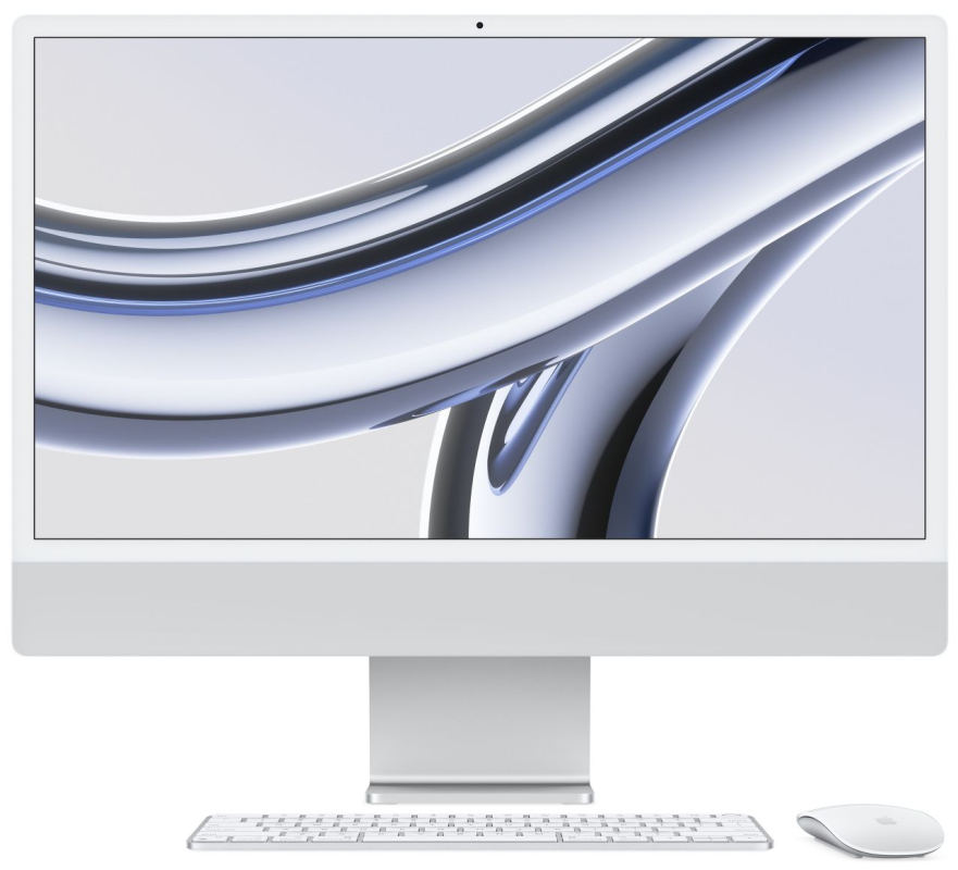 Apple iMac 24" Retina 4,5K, (M3 8C CPU, 10C GPU), 8 ГБ, 512 ГБ SSD, серебристый в Челябинске купить по недорогим ценам с доставкой