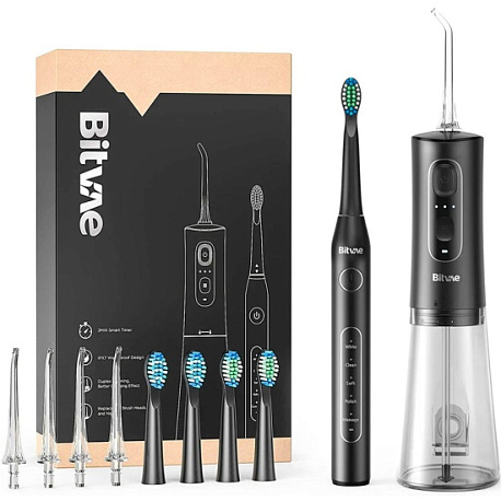 Электрическая зубная щетка Bitvae D2 Daily Toothbrush + Ирригатор Bitvae C2, черная в Челябинске купить по недорогим ценам с доставкой