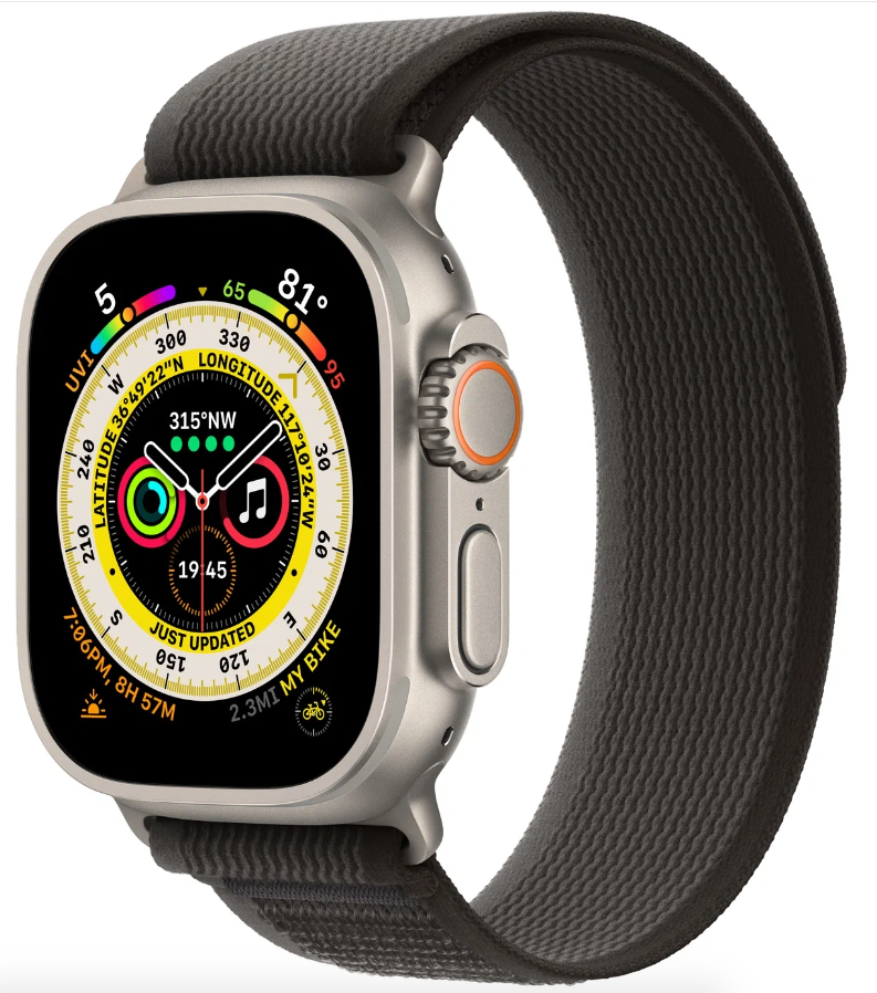 Умные часы Apple Watch Ultra GPS+Cellular 49mm Titanium Case with Black/Grey Trail Loop (EU) в Челябинске купить по недорогим ценам с доставкой