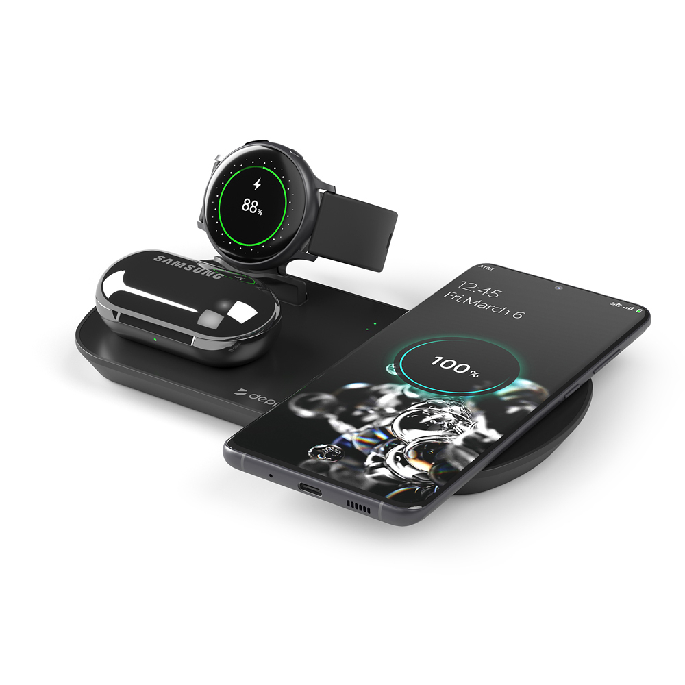 БЗУ Deppa Qi Charging Station 3 в 1 для Samsung Galaxy Phone+Watch+Buds, черное (24011) в Челябинске купить по недорогим ценам с доставкой