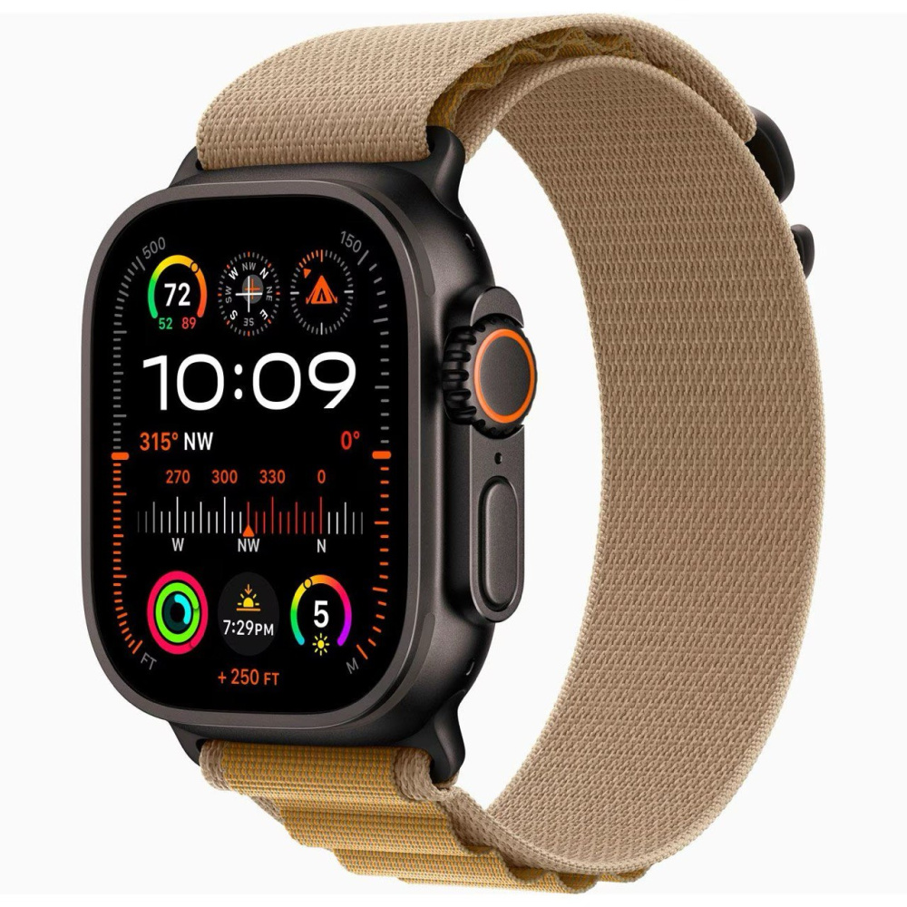 Умные часы Apple Watch Ultra 2 GPS+Cellular 49mm Black Titanium Case with Tan Large Alpine Loop (EU) в Челябинске купить по недорогим ценам с доставкой