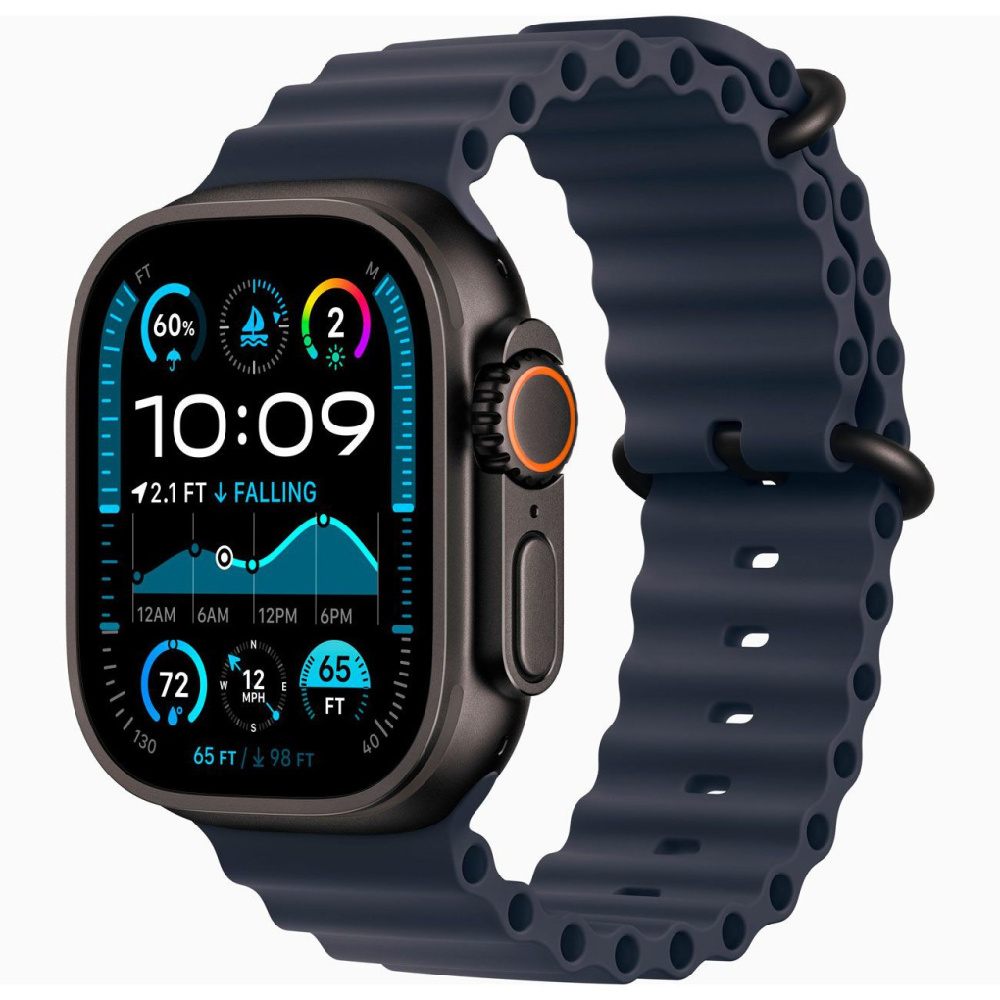 Умные часы Apple Watch Ultra 2 GPS+Cellular 49mm Black Titanium Case with Navy Ocean Band (EU) в Челябинске купить по недорогим ценам с доставкой