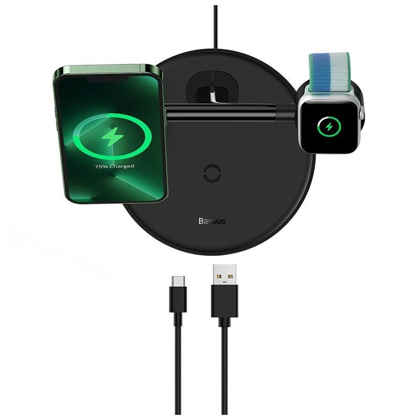 Беспроводное зарядное устройство Baseus Swan 3в1 Wireless Magnetic Charging Bracket 20W Universal в Челябинске купить по недорогим ценам с доставкой