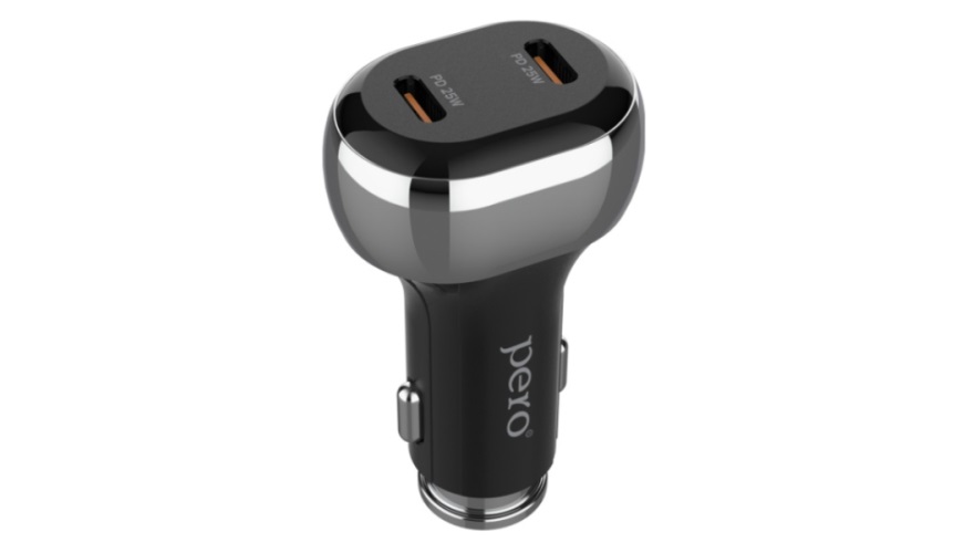 АЗУ PERO AC06 50W, черное (2xUSB-C, PD25W) в Челябинске купить по недорогим ценам с доставкой