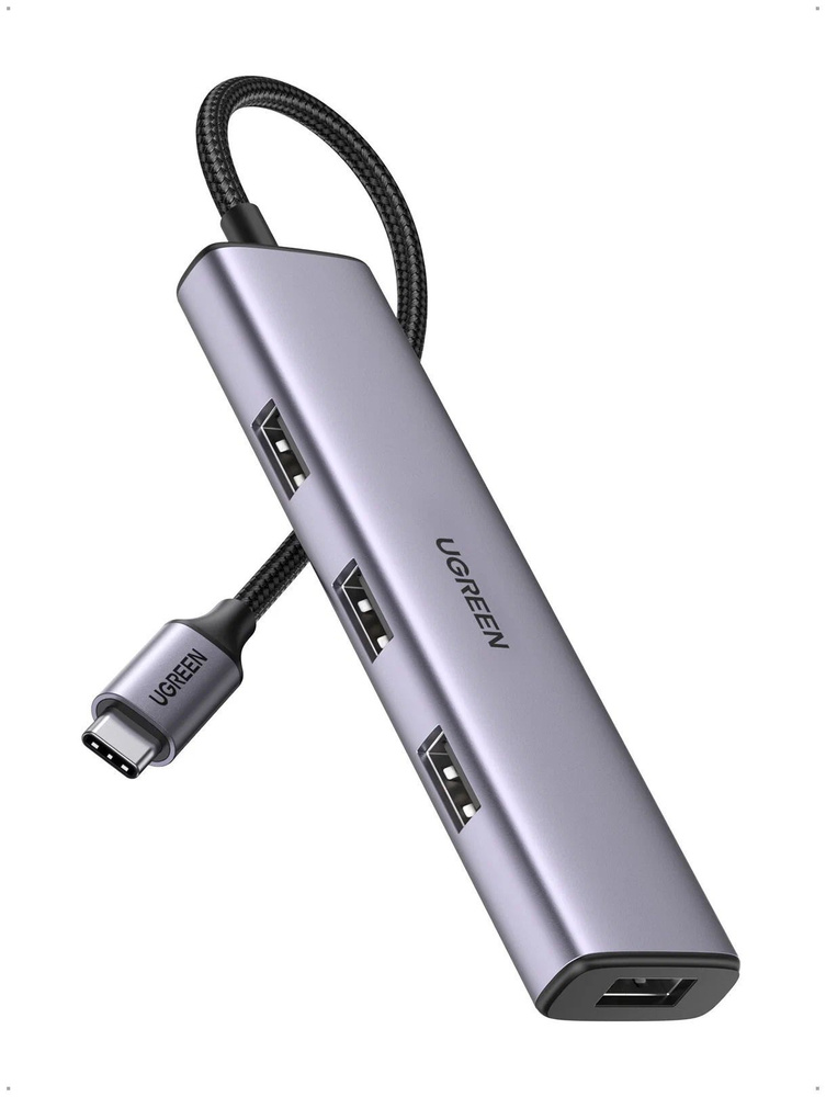Хаб USB-C Hub Ugreen 4 в 1 USB-C - 4xUSB 3.0 (CM473) в Челябинске купить по недорогим ценам с доставкой