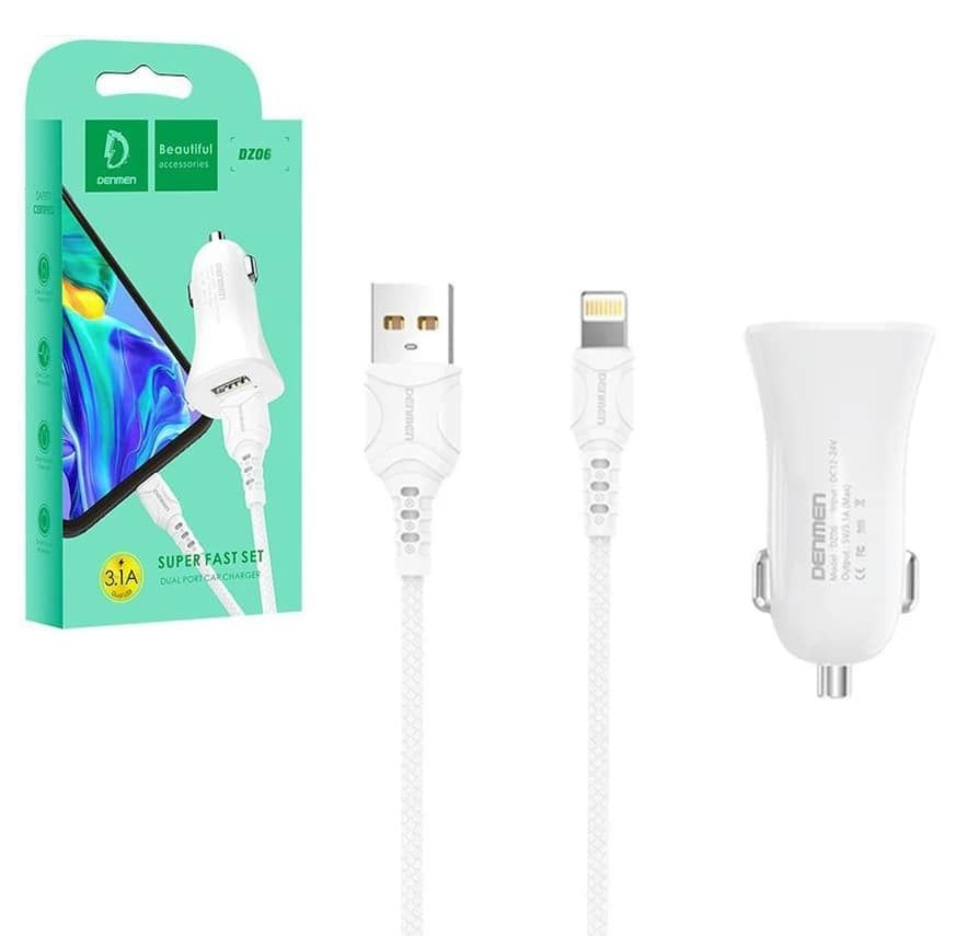 АЗУ Denmen DZ06L DUAL USB 3.1A + кабель Lightning в Челябинске купить по недорогим ценам с доставкой
