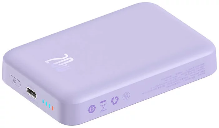 Внешний аккумулятор BASEUS Magnetic Mini 10000mAh, 20W c MagSafe, фиолетовый в Челябинске купить по недорогим ценам с доставкой
