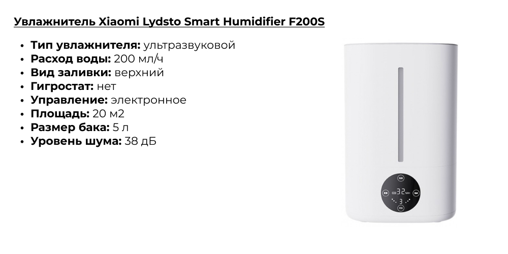 Увлажнитель Xiaomi Lydsto Smart Humidifier F200S